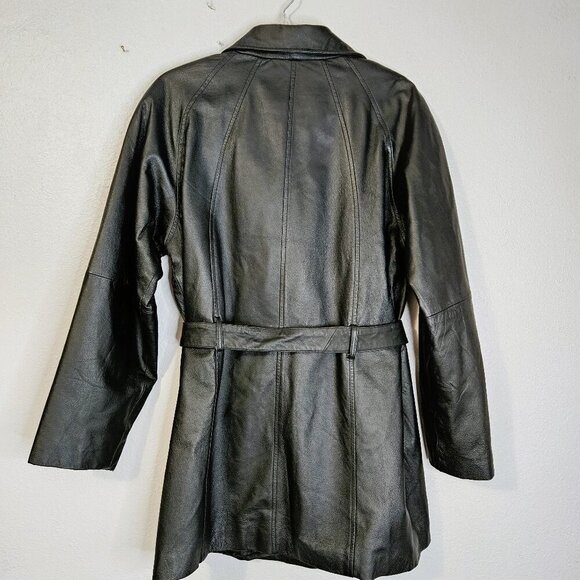 Vintage Gino Quality Leather Three Quarter Length Black Jacket Y 2K Size L - Picture 4 of 5